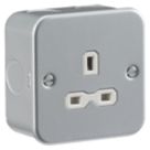 Knightsbridge  13A 1-Gang Unswitched Metal Clad Socket Grey with White Inserts