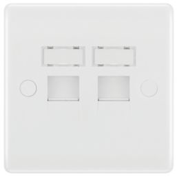 British General 800 Series 2-Gang RJ45 Ethernet Socket White with Colour-Matched Inserts