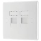 British General 800 Series 2-Gang RJ45 Ethernet Socket White with Colour-Matched Inserts