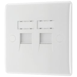 British General 800 Series 2-Gang RJ45 Ethernet Socket White with Colour-Matched Inserts