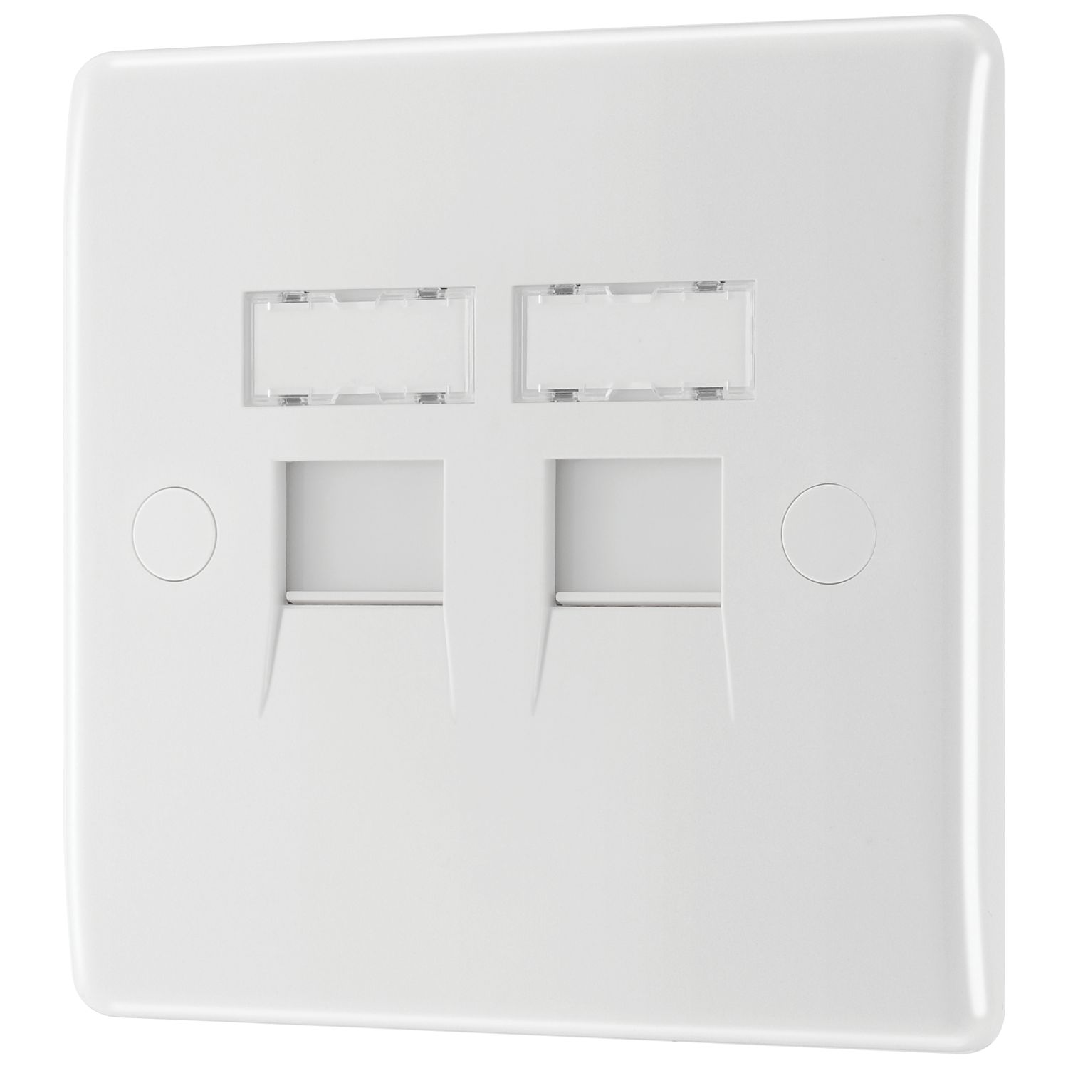 British General 800 Series 2-Gang RJ45 Ethernet Socket White with Colour-Matched Inserts (903XG)