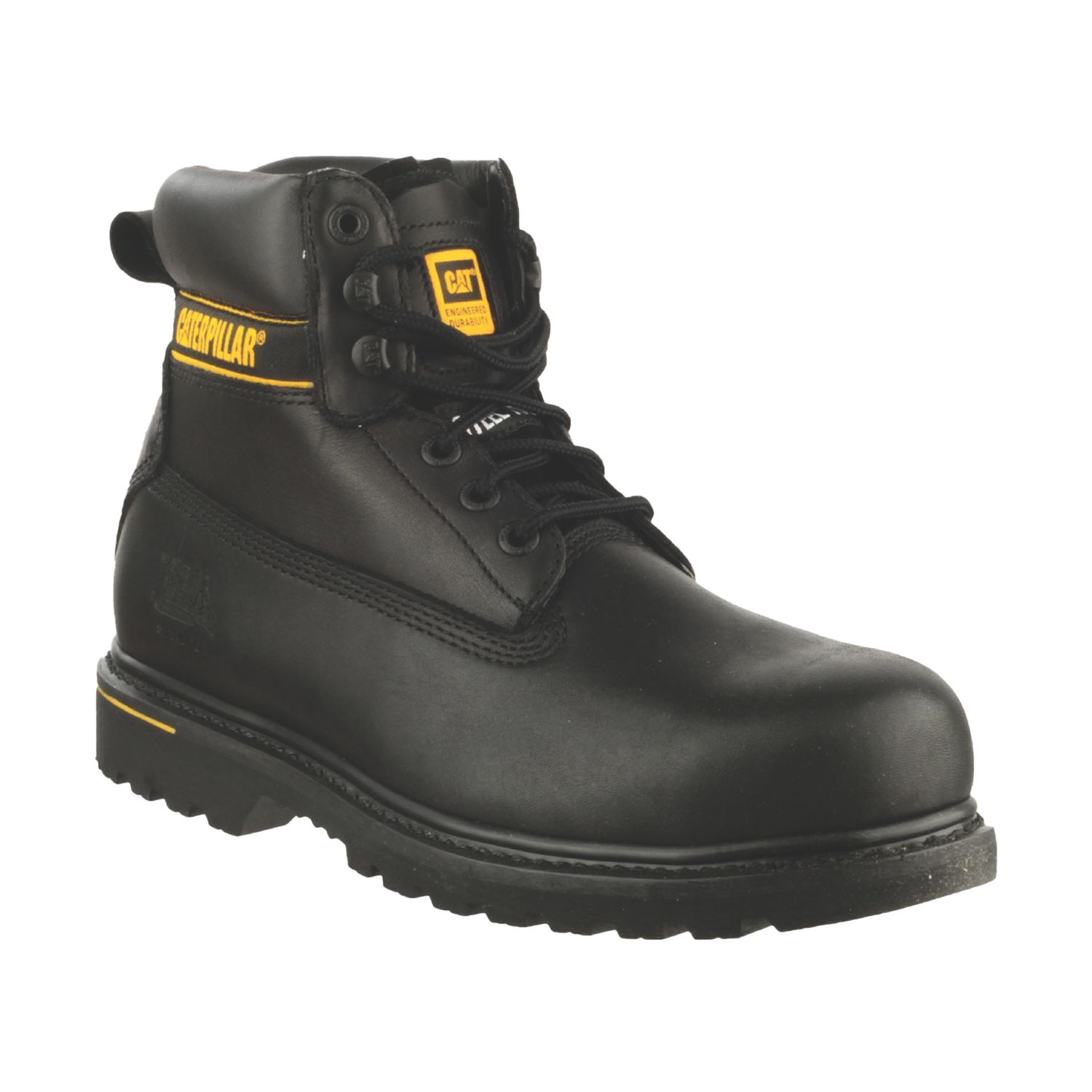 CAT Holton Size 14 Black Water-Resistant Steel Toe Cap Safety Boots (903XK)