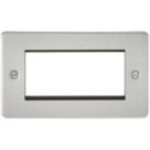 Knightsbridge Flat Plate 4-Module Modular Faceplate Brushed Chrome