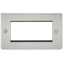 Knightsbridge Flat Plate 4-Module Modular Faceplate Brushed Chrome