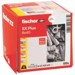 Fischer SX Plus Nylon Wall Plugs 8mm x 40mm 100 Pack