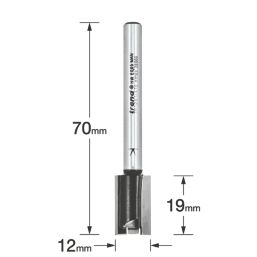 Trend TR12X1/4TC 1/4" Shank Double-Flute Straight Long Reach Router Cutter 12mm x 19mm