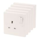 Essentials  13A 1-Gang SP Switched Plug Sockets White   5 Pack