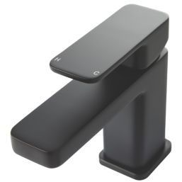 Highlife Bathrooms Fife Matt Black 137mm Cloakroom Lever Mono Basin Mixer Tap  With Clicker Waste