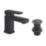Highlife Bathrooms Fife Matt Black 137mm Cloakroom Lever Mono Basin Mixer Tap  With Clicker Waste