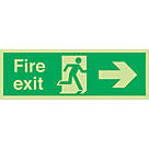 Nite-Glo  Photoluminescent "Fire Exit" Right Arrow Sign 150mm x 450mm
