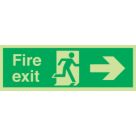 Nite-Glo  Photoluminescent "Fire Exit" Right Arrow Sign 150mm x 450mm