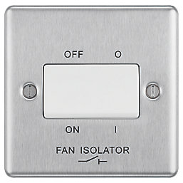 LAP  10AX 1-Gang 3-Pole Fan Isolator Switch Brushed Stainless Steel  with White Inserts