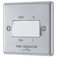 LAP  10AX 1-Gang 3-Pole Fan Isolator Switch Brushed Stainless Steel  with White Inserts