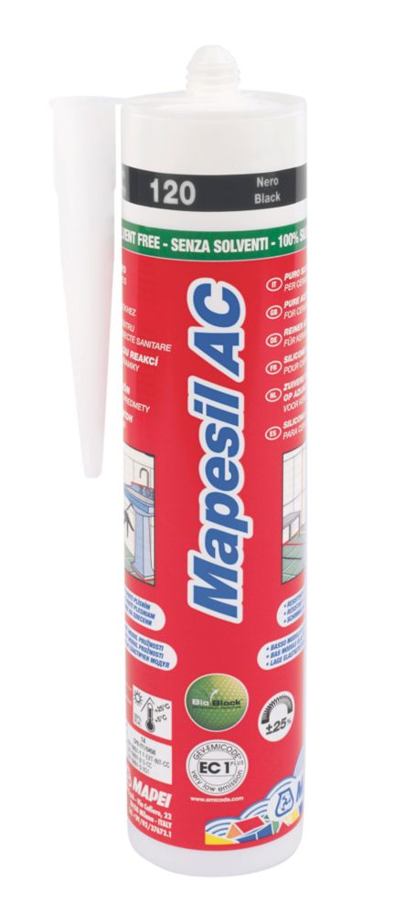 Mapei Mapesil AC 120 Solvent-Free Silicone Sealant Black 310ml