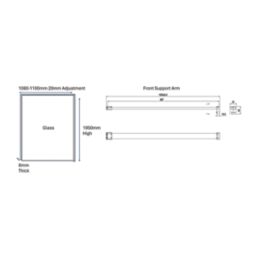 Palermo  Semi-Framed Showerwall Glass Chrome 1100mm x 1950mm