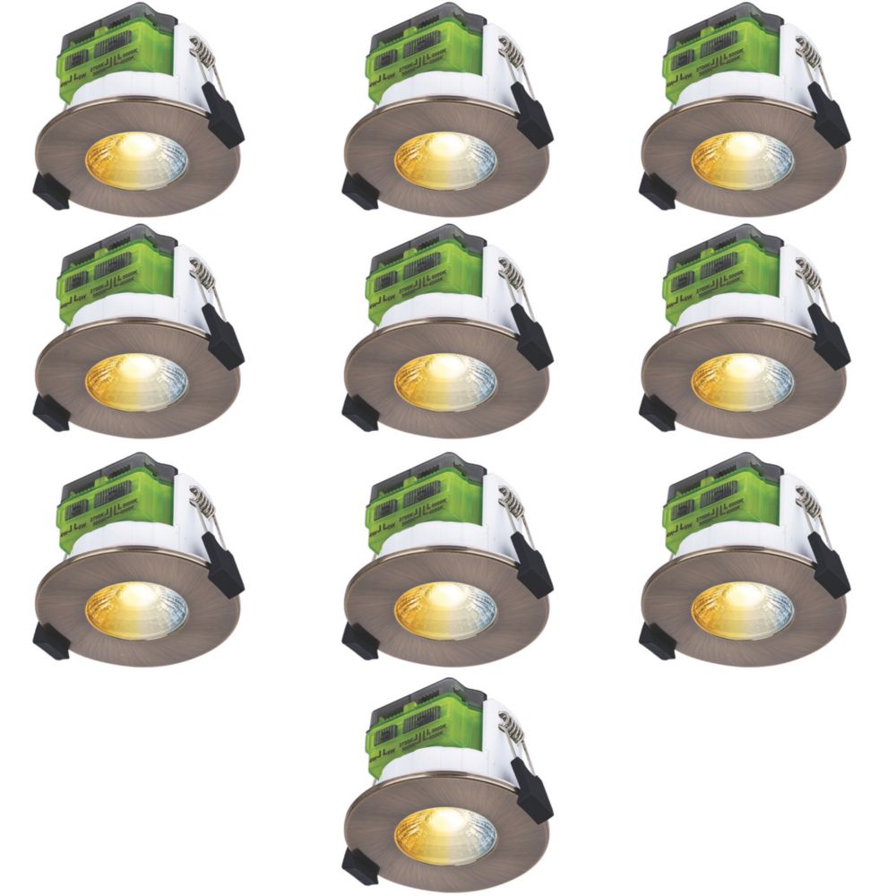 Luceco FType MK2 Fixed Fire Rated LED Downlights Antique Brass 4/6W 710 ...