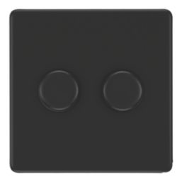 LAP  2-Gang 2-Way LED Dimmer Switch  Matt Black with Colour-Matched Inserts