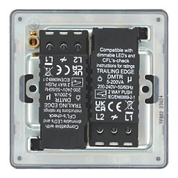 LAP  2-Gang 2-Way LED Dimmer Switch  Matt Black with Colour-Matched Inserts