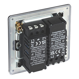 LAP  2-Gang 2-Way LED Dimmer Switch  Matt Black with Colour-Matched Inserts
