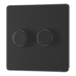 LAP  2-Gang 2-Way LED Dimmer Switch  Matt Black with Colour-Matched Inserts