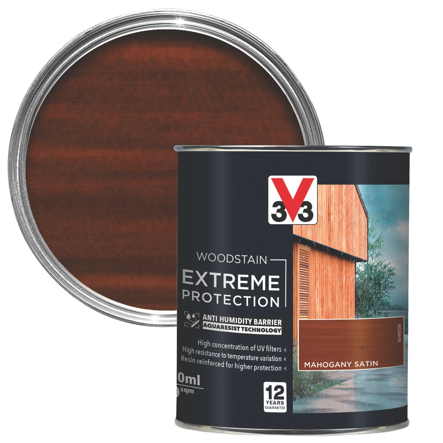 V33 750ml Mahogany Satin Solvent-Based Exterior Wood Stain (905TL)