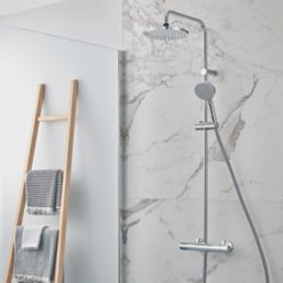 Hansgrohe Vernis Blend Showerpipe 200 HP Rear-Fed Exposed Chrome Thermostatic Mixer Shower