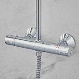 Hansgrohe Vernis Blend Showerpipe 200 HP Rear-Fed Exposed Chrome Thermostatic Mixer Shower