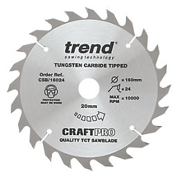 Trend CraftPro CSB/16024 Wood Circular Saw Blade 160mm x 20mm 24T