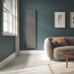 Flomasta  1800mm x 433mm 4505BTU Silver Vertical Designer Radiator