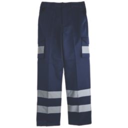 Pro RTX High Visibilty  Cargo Trousers Navy 40" W 33" L