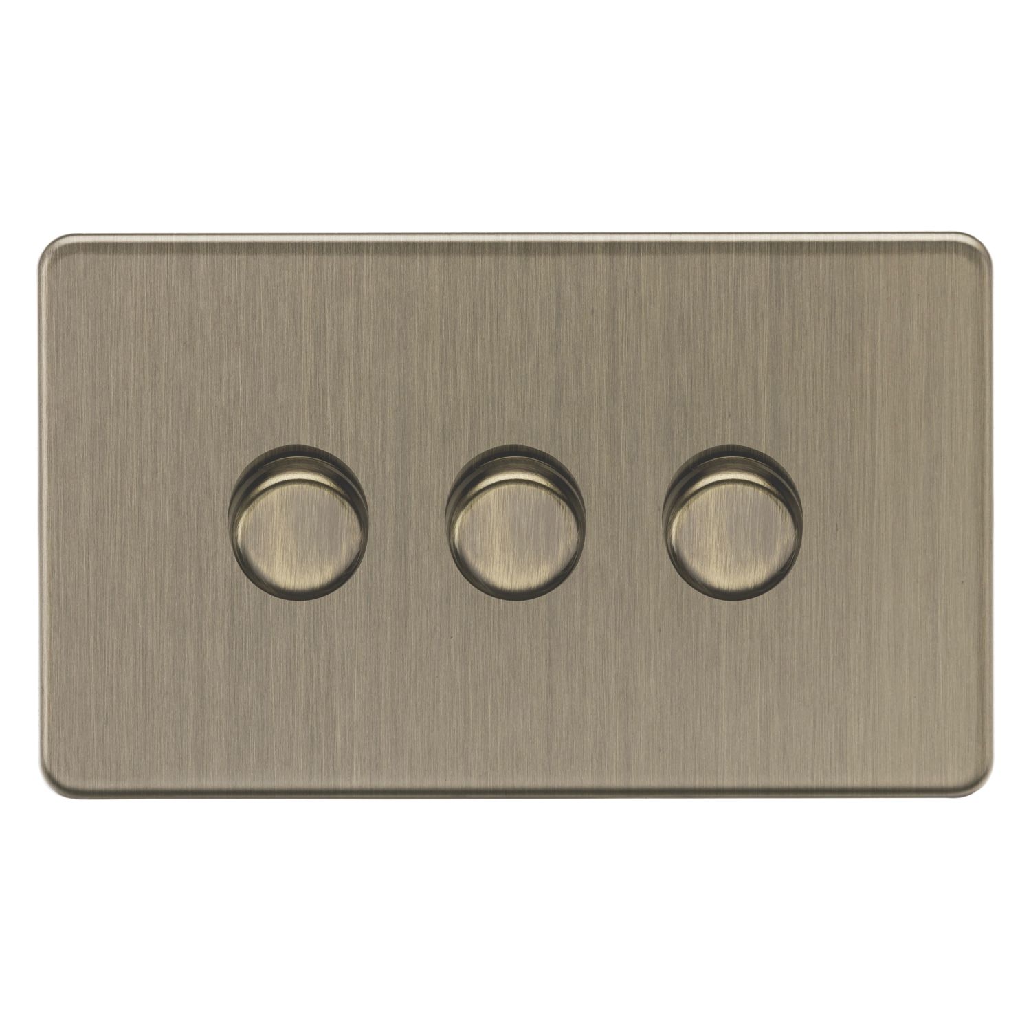Knightsbridge Screwless 3-Gang 2-Way LED Dimmer Switch Antique Brass (906CR)