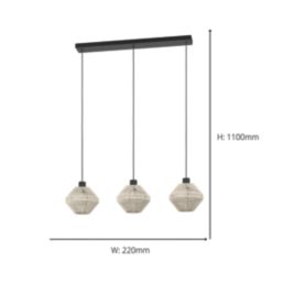 Eglo Midsumer 3-Light Pendant Black/Cream
