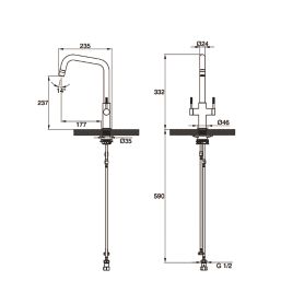 Clearwater Topaz U-Spout Monobloc Mixer Tap Brushed Brass PVD