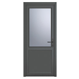 Crystal  1-Panel 1-Obscure Light Left-Hand Opening Anthracite Grey uPVC Back Door 2090mm x 840mm