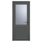 Crystal  1-Panel 1-Obscure Light Left-Hand Opening Anthracite Grey uPVC Back Door 2090mm x 840mm