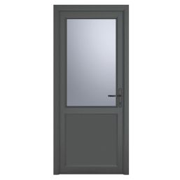 Crystal  1-Panel 1-Obscure Light Left-Handed Anthracite Grey uPVC Back Door 2090mm x 840mm