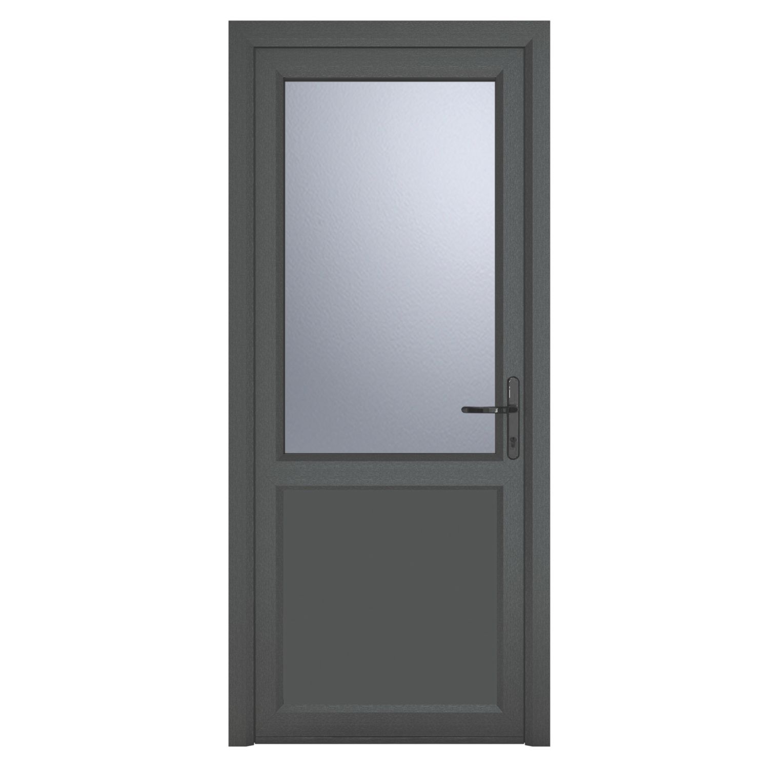 Crystal 1-Panel 1-Obscure Light Left-Handed Anthracite Grey uPVC Back Door 2090mm x 840mm (906KF)