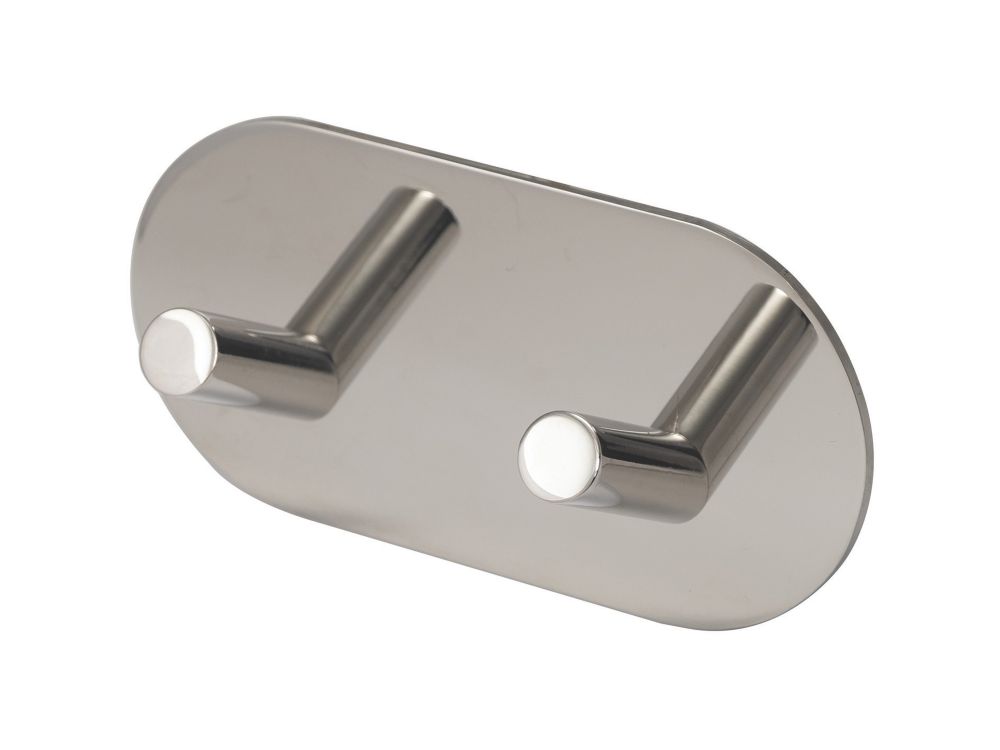Eclipse 2Hook Angled Coat Rail Polished Stainless Steel 96mm x 48mm