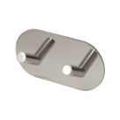 Eclipse Self-Adhesive Double Angled Coat Hook Polished Stainless Steel 96mm x 48mm