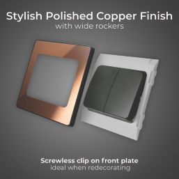 British General Evolve 20A 16AX 2-Gang 2-Way Wide Rocker Light Switch  Copper with Black Inserts