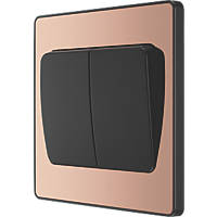 British General Evolve 20 A 16AX 2-Gang 2-Way Wide Rocker Light Switch  Copper with Black Inserts