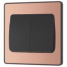 British General Evolve 20A 16AX 2-Gang 2-Way Wide Rocker Light Switch  Copper with Black Inserts