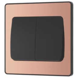 British General Evolve 20A 16AX 2-Gang 2-Way Wide Rocker Light Switch  Copper with Black Inserts
