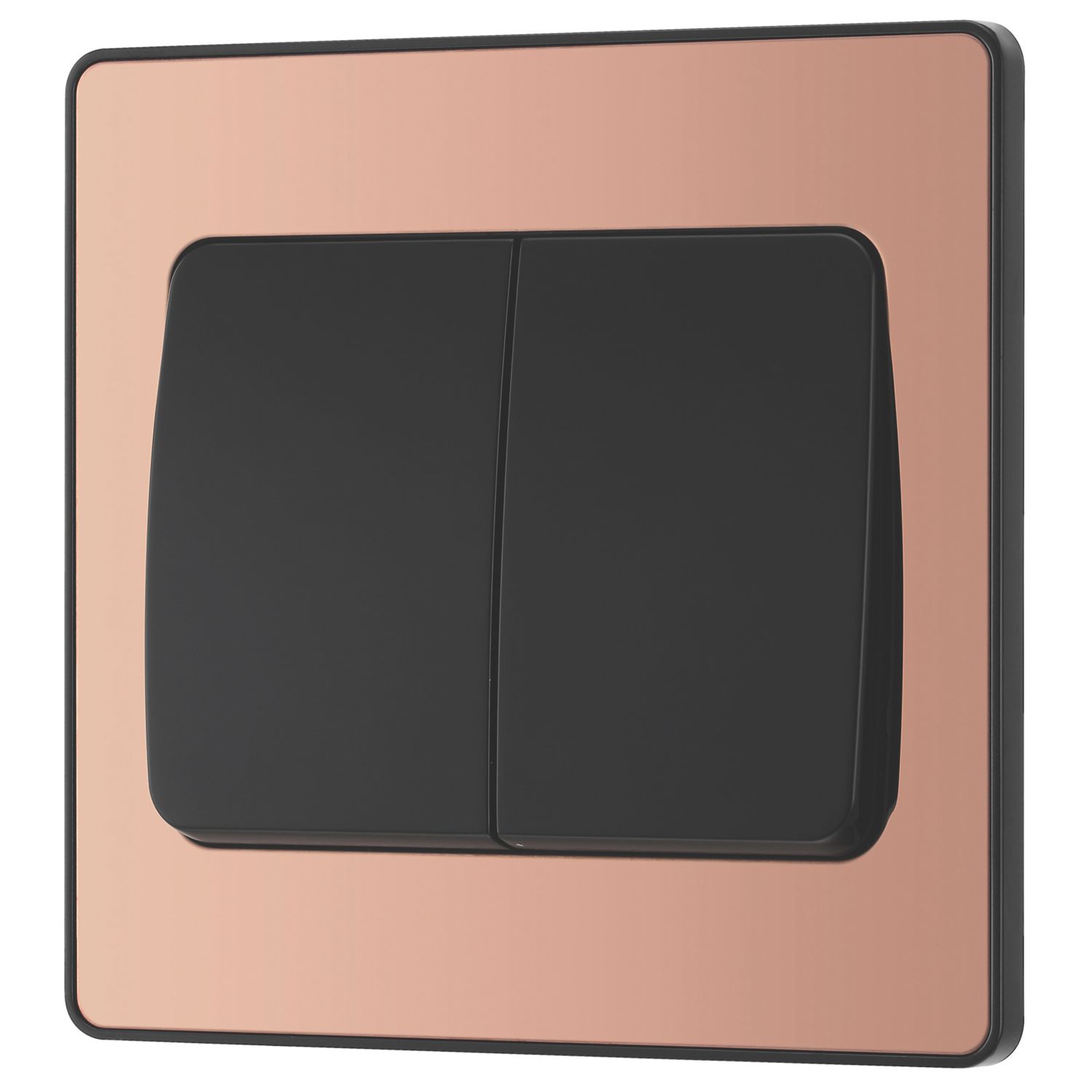 British General Evolve 20A 16AX 2-Gang 2-Way Wide Rocker Light Switch Copper with Black Inserts (906PY)