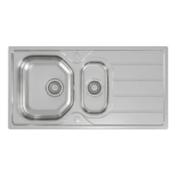 Carysil KD150 / HS605 1.5 Bowl Stainless Steel Inset Kitchen Sink & Tap Pack 965mm x 500mm