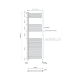 Flomasta 1800mm x 600mm 1972BTU Chrome Flat  Towel Radiator