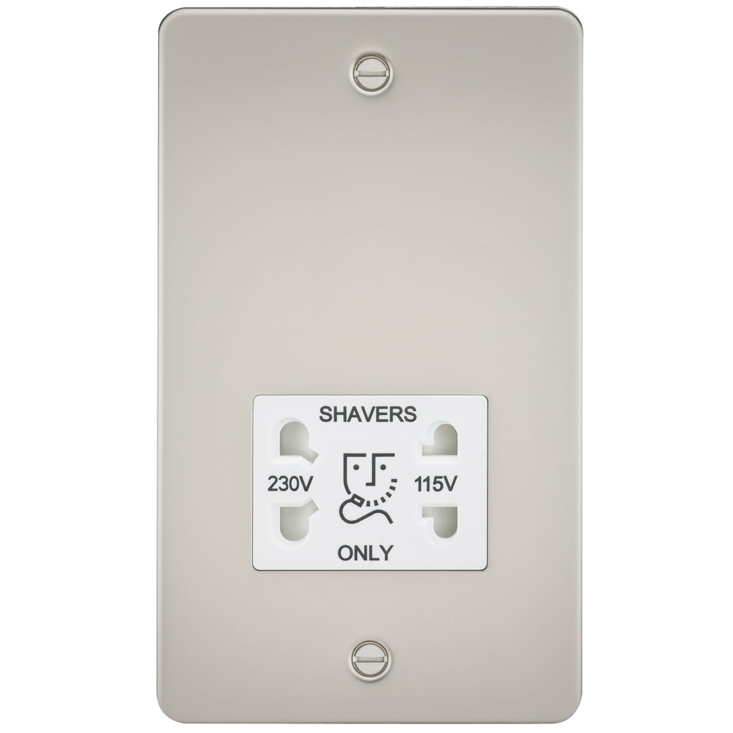 Knightsbridge 2-Gang Dual Voltage Shaver Socket 115 V / 230V Pearl with White Inserts (906TY)
