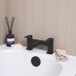 ETAL Lanza Matt Black 174mm Deck Mounted Lever 2 Tap Holes Bath Mixer Tap