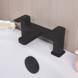 ETAL Lanza Matt Black 174mm Deck Mounted Lever 2 Tap Holes Bath Mixer Tap