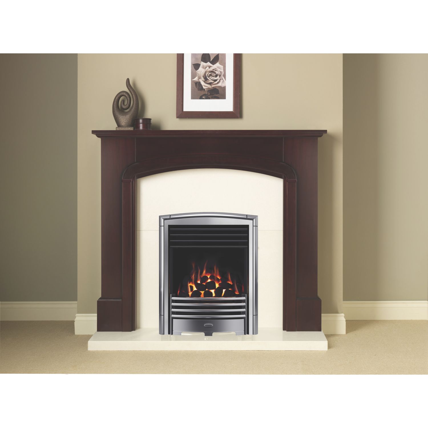 Valor Petrus Silver Inset Gas Fire 518mm x 186mm x 636mm (9073F)